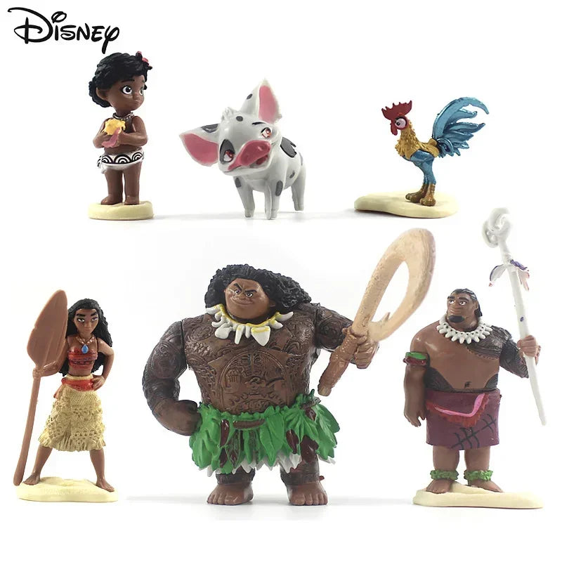 Disney Moana Action Figure 6pcs/set Anime Figure Demigod Maui Moana Waialiki Heihei Model Dolls Kids Toys Cake Decoration Gifts