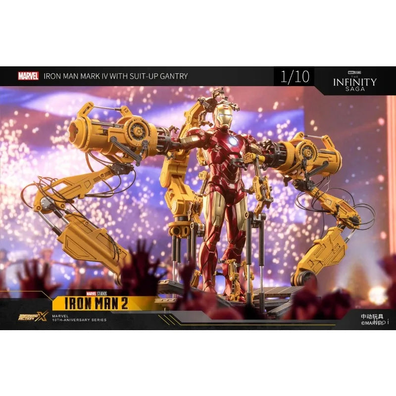 Original ZD TOYS MARVEL Iron Man 2 Iron Man MK4&SUIT-UP GANTRY Anime Figur Spielzeug Modell Sammlung