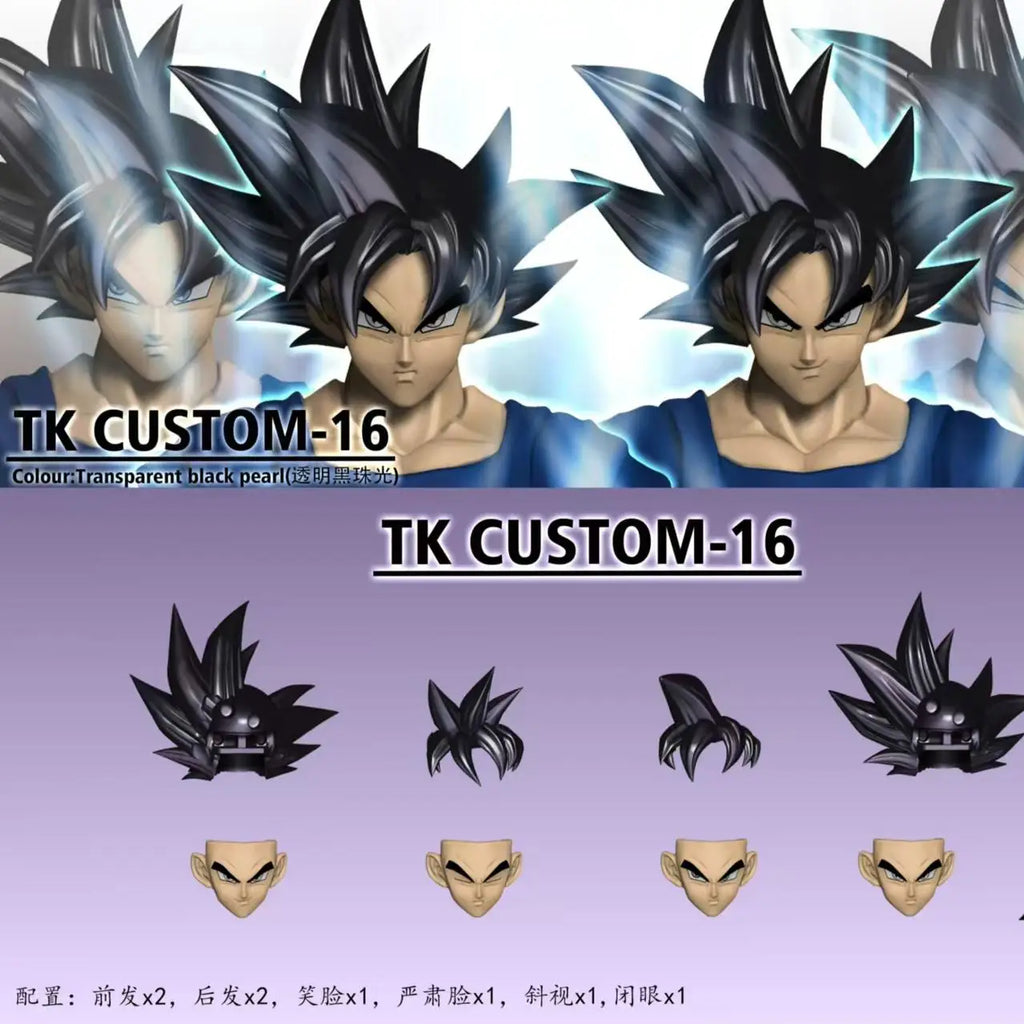 TK CUSTOM Son Goku Head Sculpt Dragon Ball Ultra Instinct Goku Head Accessories Anime Action Figure Figurine Model Toys Gifts