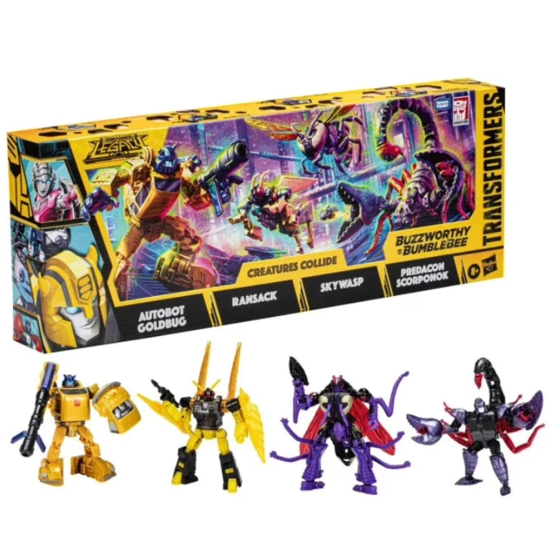 In Stock Transformers Legacy BuzzworthyBumblebee Creatures Collide 4-Pack GoldbugScorponok Ransack Skywasp Action Figure Toy