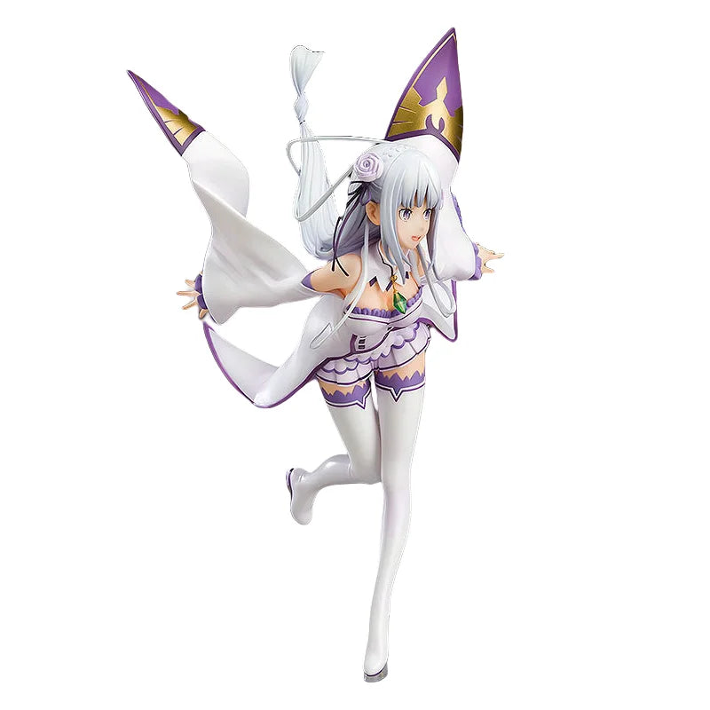 Emilia Action Figure Anime Re Life In A Different World From Zero Women'S Solid Figures Flying Posturecollection Ornament 22cm