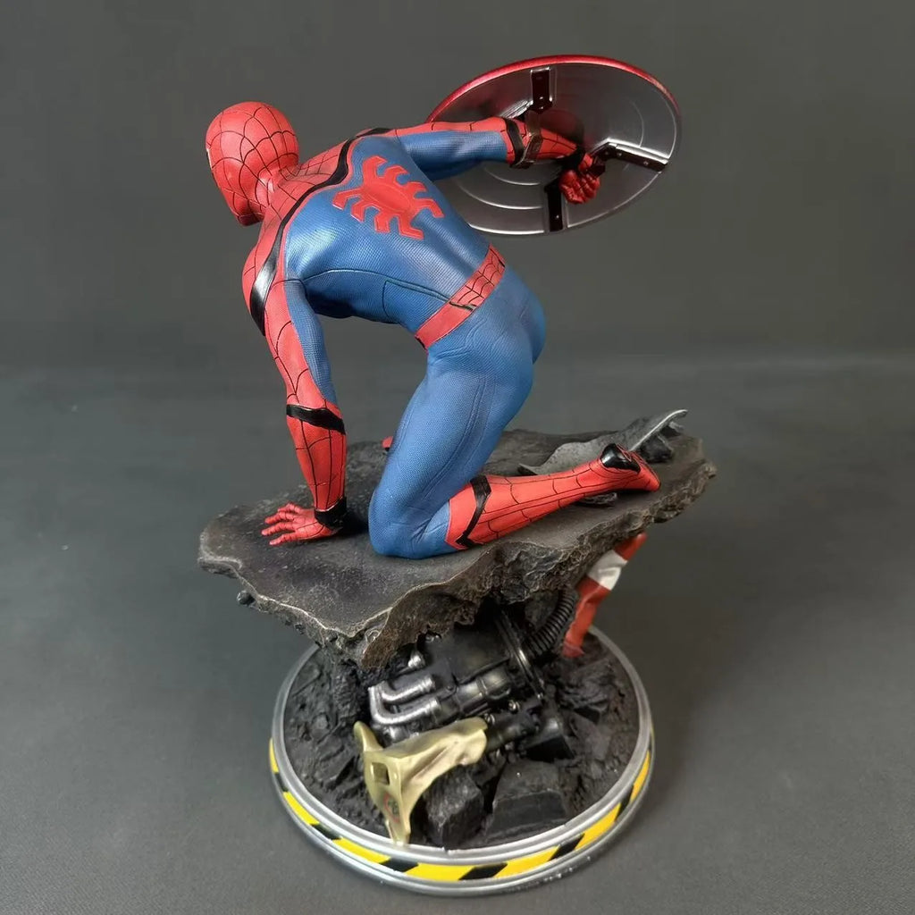 1/4 Marvel Spider Man Figure Spiderman Iron Man Mk6 Captain America Shield Figure Toys Statue Gk Resin Creative Collectible Gift