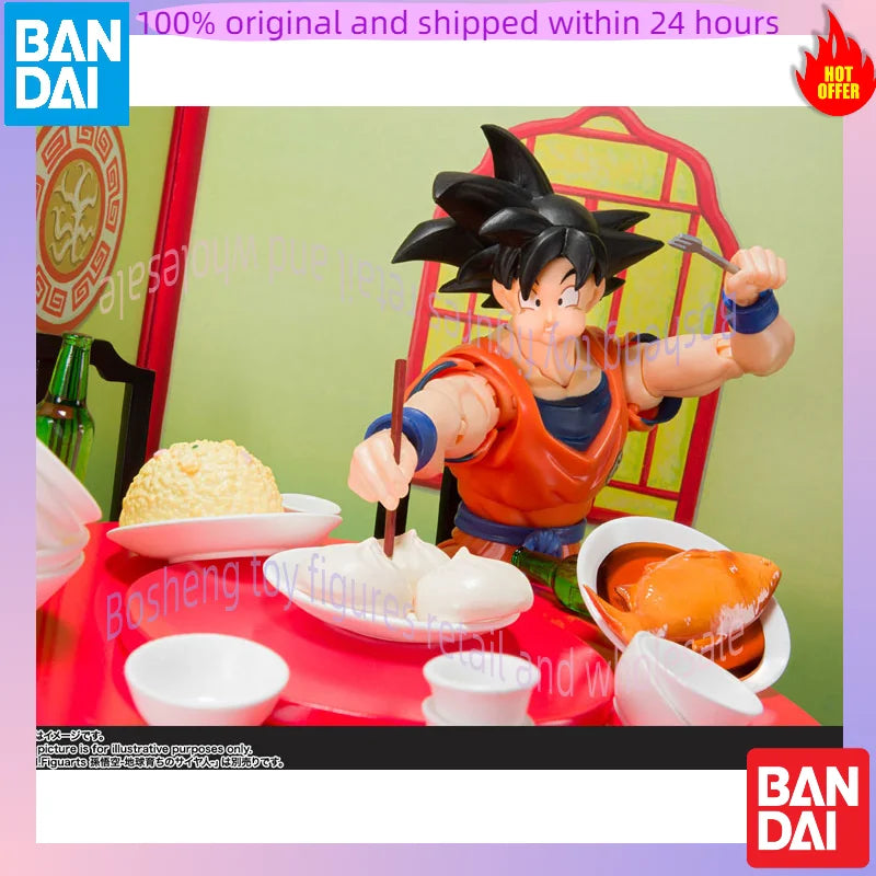 Original Bandai S.H.Figuarts SHF Son Goku's Eating Moderately Set Dragon Ball Z In Stock Anime Collection Figures Model Toys