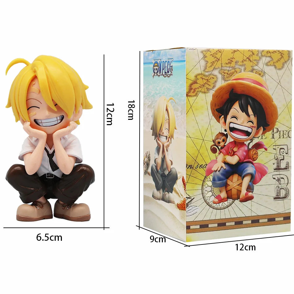 One Piece Handheld Luffy Solon Portgas·D· Ace Sitting Yamato versión Q juego de moda dibujos animados Anime coche ornamento rega