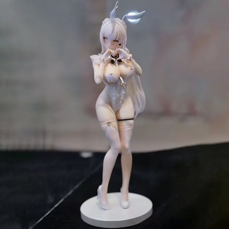 Lucille Hasenmädchen Anime Figur Süßes Weißhaariges Dienstmädchen Stil Sammlermodell Desktop Dekoration Für Anime Fans Ausstellungsstatue