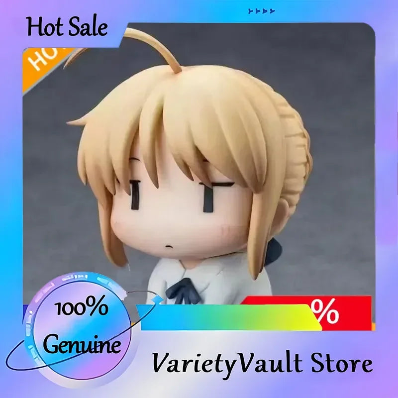 Q Version Saber Anime Figure Fate Stay Night UBW Altria Pendragon Collectible Toy Model Funny Face Sitting Pose Ideal Fans Gift