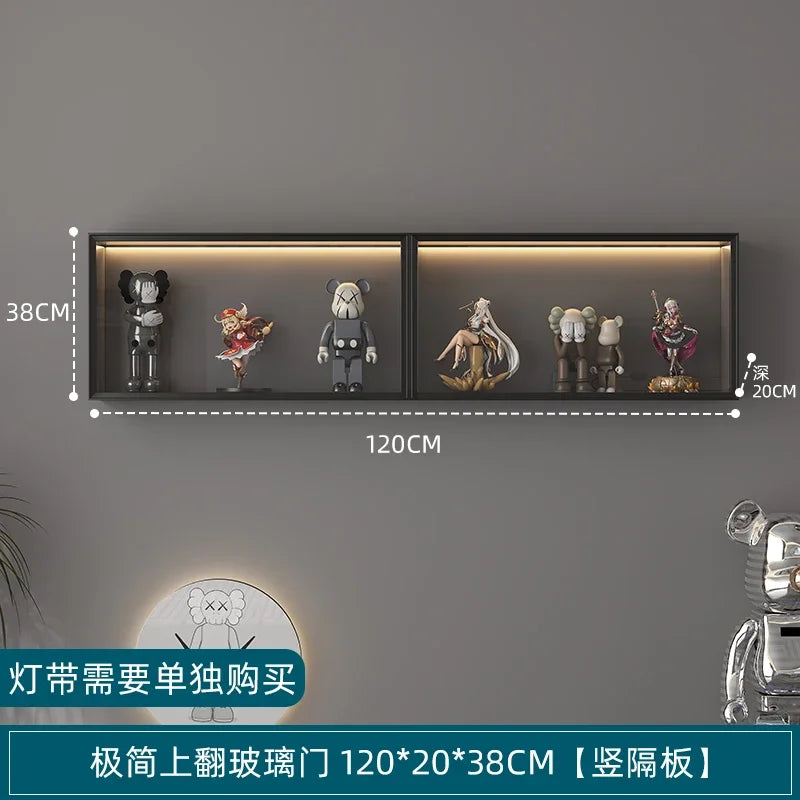 Solid Wood Glass Living Room Shelf Wall Lego Figure Display Cabinet