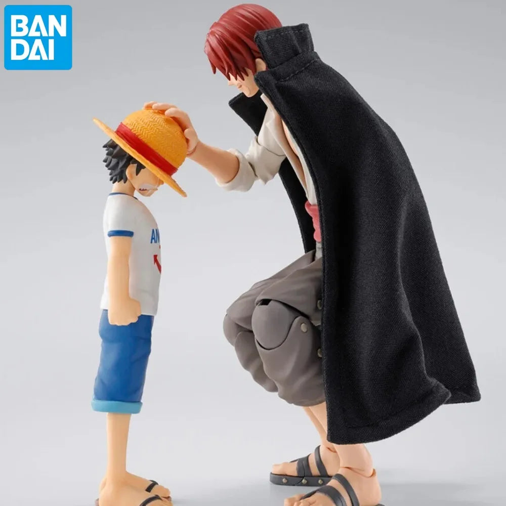 Stock Bandai Original Anime Figure One Piece S.H.Figuarts SHANKS & MONKEY.D.LUFFY -CHILDHOOD Action Figurine Toys Model Doll