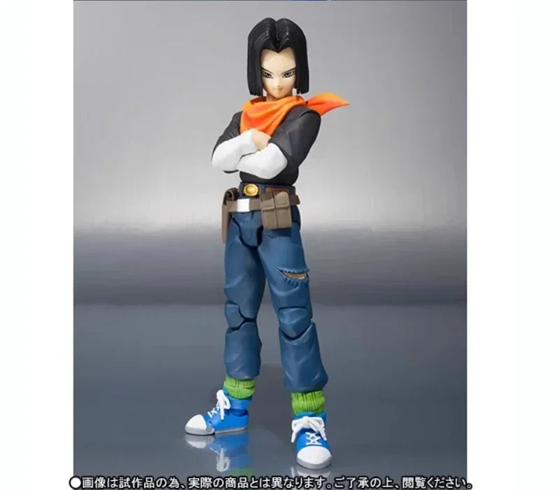 100% Original Bandai S.H. Figuarts SHF Dragon Ball Z Android 17 in Stock Anime Action Collection Figures Model Toys