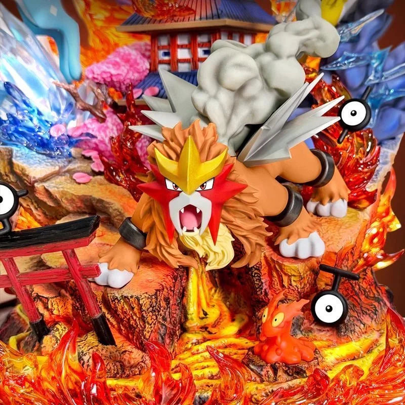 38cm/14.96in Anime Pokemon Figure Raikou/Suicune/Entei/Ho-Oh Figures Pvc Desktop Ornamen Figurine Collection Model Toys Gifts