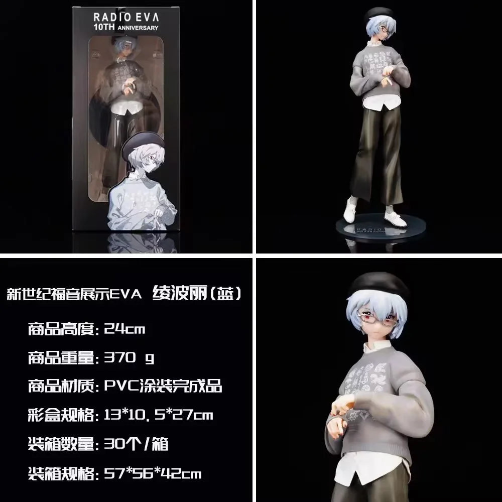 22CM NEON GENESIS EVANGELION Ayanami Rei Figure Ver.RADIO EVA Fashion Shirt Hat Dress Up Model Toy Gift Collection Aciton Figure