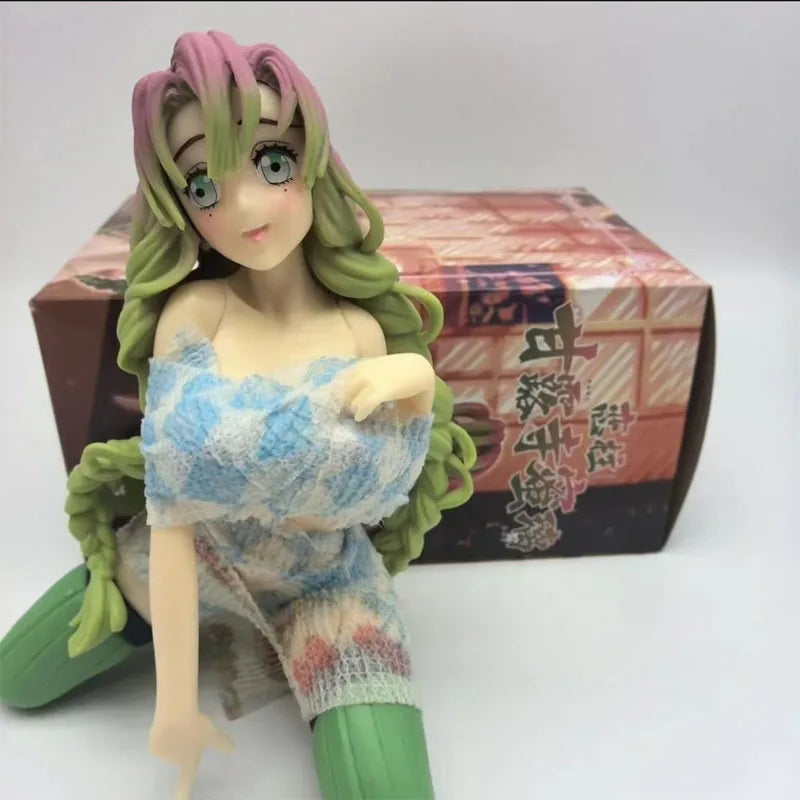 18cm Demon Slayer Anime Figure Sexy Girl Kanroji Mitsuri Model Doll Kneeling Position Statue Collection Toy Decoration Gift