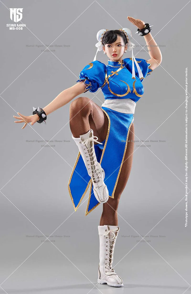 In Stock STAR MAN MS-008 1/6 Scale Blue Female Fighter Chun-Li 12Inch Action Figure Full Set Model Toys Cheongsam/Jumpsuit Ver.