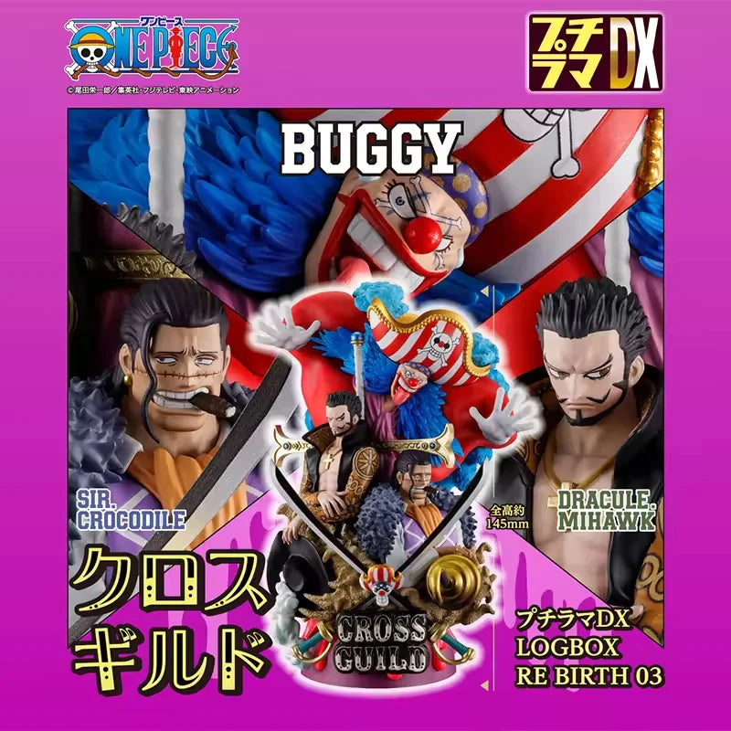 Bandai Megahouse Original One Piece Douke No Buggy Dracule Mihawk Sir Crocodile Puchirama Dx Log Box Re Birth 03 Cross Guild