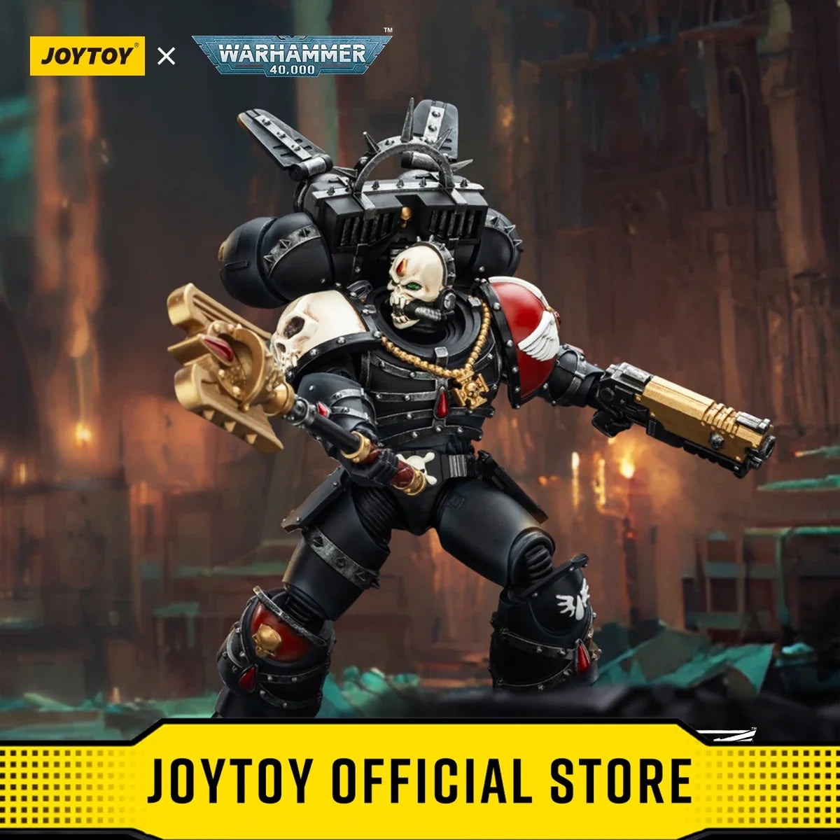 JOYTOY Warhammer 40k 1/18 Action Figures Blood Angels Lemartes With Jump Pack,Blood Crozius and Absolver Bolt Pistol