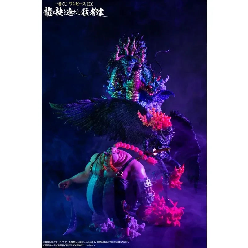 Original BANDAI Ichiban KUJI ONE PIECE EX Warriors Who Stand with Dragons Queen King Kaido Anime Figures Model Collection