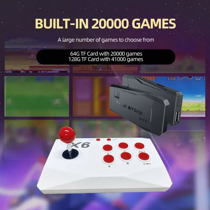 4K Arcade Game Console w/Dual Joysticks - Retro Multiplayer Stick for MAME/SEGA/PS1/Atari & Plug & Play Family Gift