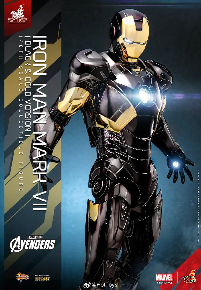 Original Hot Toys Iron Man Action Figure 1/6 Avengers Ironman MK7 BLACK & GOLD Figurine MARK VII HT MMS741-D61 Statue Toy Gift