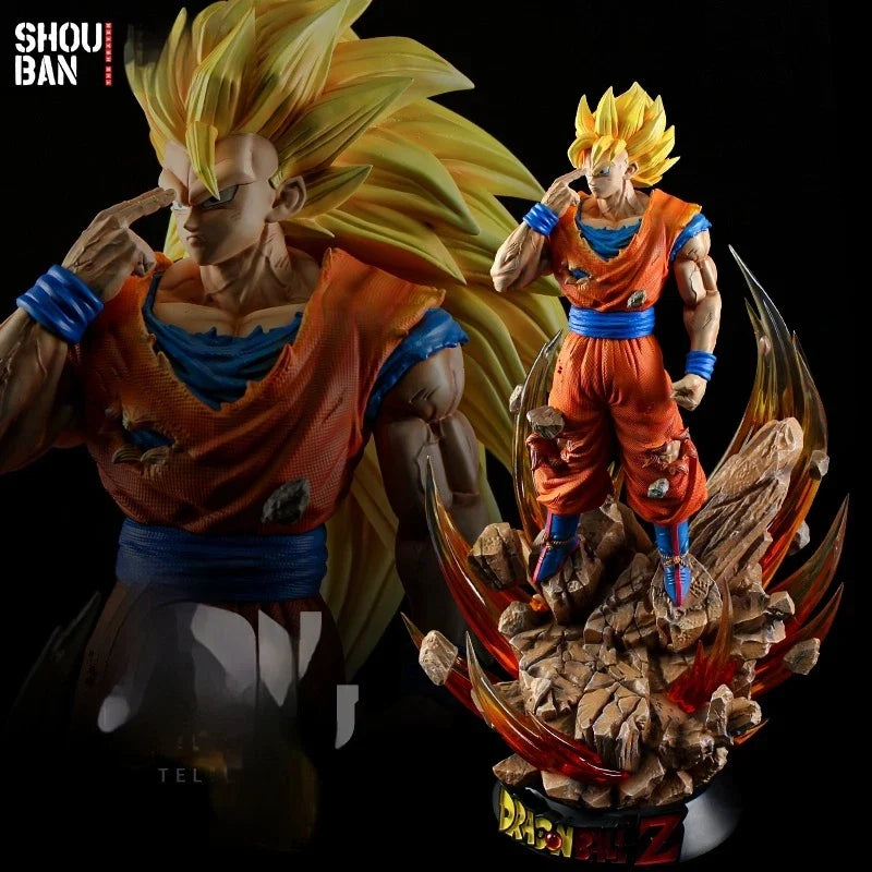 Goku Instant Transmission Super Saiyan Three Model Display Toy - Anime Figure Sculpture with Glowing Feature for Collectors