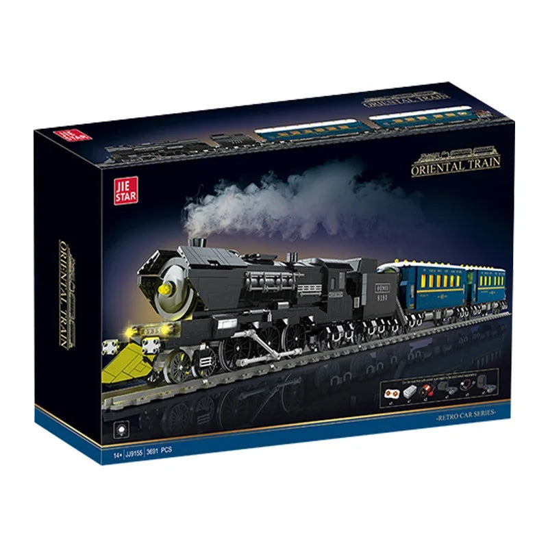 IN STOCK JJ9155 MOC Remote Control Steam Train Building Blocks Assembling Bricks Model Toys for Children Christmas Gift Set