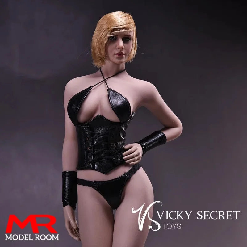 VStoys 17XG07 1/6 Scale Sexy Leather Underwear Corset Underpants Clothes Set Model Fit 12" Female Soldier Action Figure Body