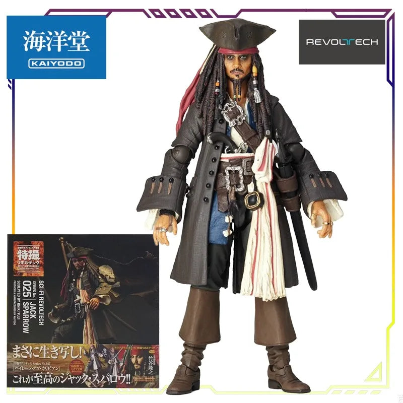KAIYODO Original Revoltech Series Jack Sparrow Anime Action Figure - Pirates of the Caribbean Model Toy Ornament Gift for Boys