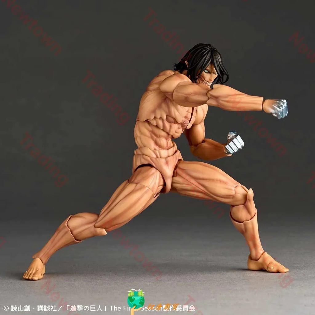 100% Original KAIYODO Revoltech AMAZING YAMAGUCHI Attack On Titan Eren Jaeger 17CM Anime Action Figures Collection Model Toys