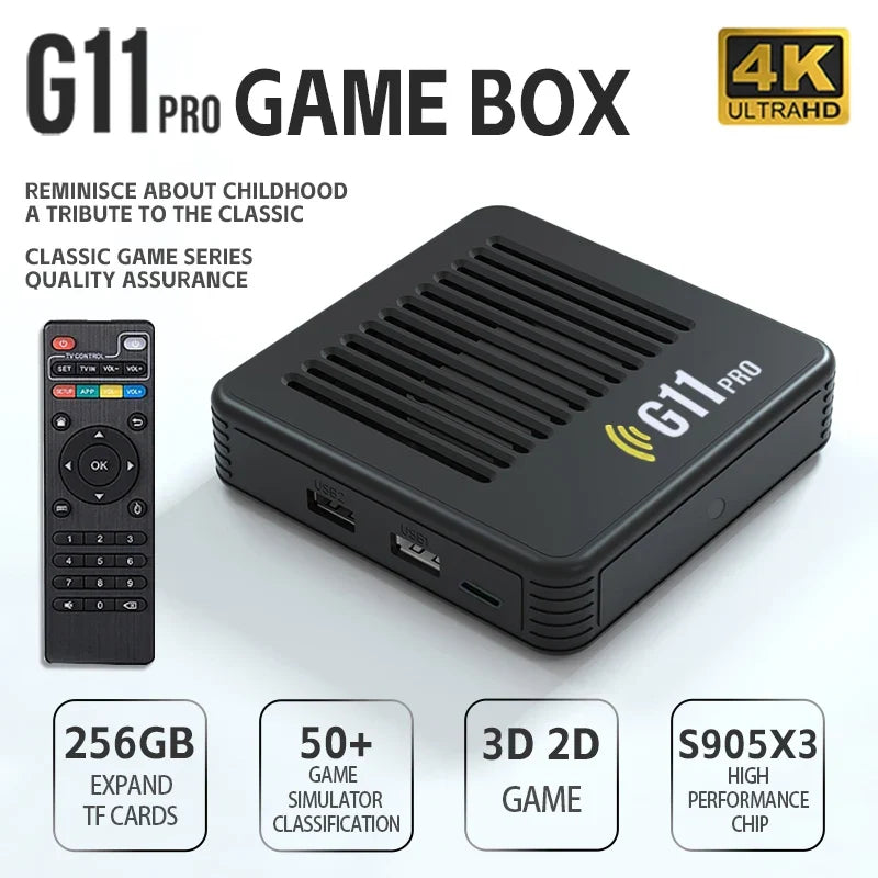 G11 Pro Built-in 60000 Games Super Console 4K HD 2.4G Wireless Gamepad 128GB 256GB Wireless Controller Emuelec 4.3 Dual System