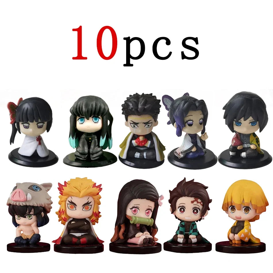 5 Style/Set Q Version Demon Slayer Sitting Ghost Doll Tanjiro Nidouzi Inosuke Zenizu Figure Action Figure Movie Model Toys Doll