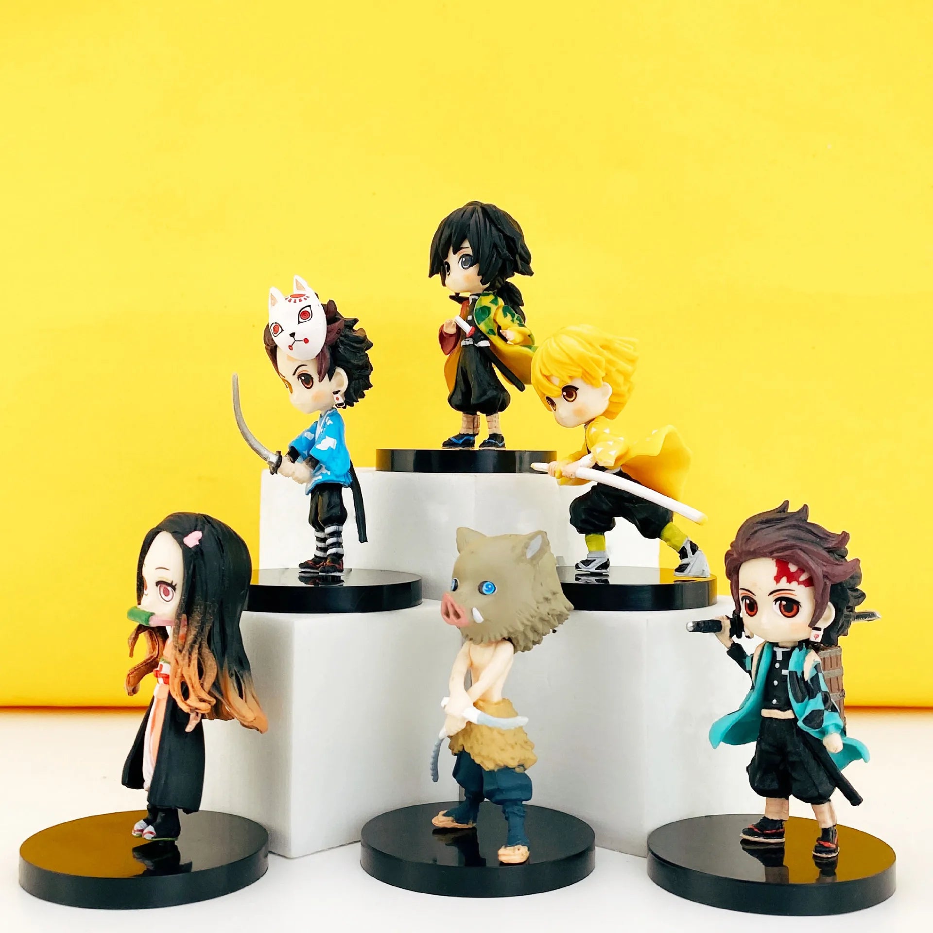 Anime 6Pcs/set Demon Slayer Figure Kimetsu No Yaiba PVC Q Posket Kamado Tanjirou Kamado Nezuko Agatsuma Kids In Stock Toys Gift