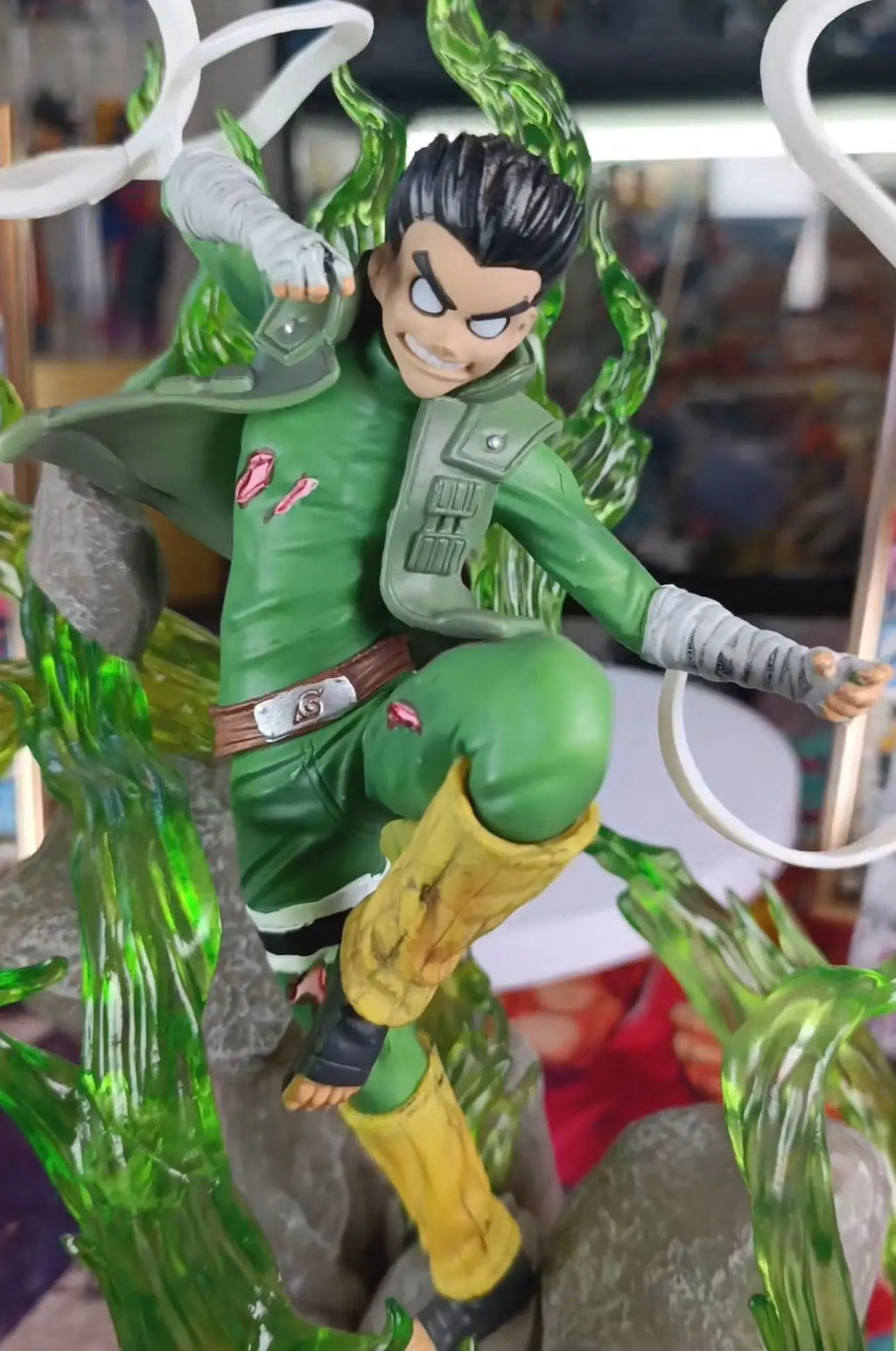 32cm New NARUTO Anime Figure Rock Lee Perimeter PVC Model Scene Statue Desktop Decoration Ornaments Kids Christmas Gifts Toys