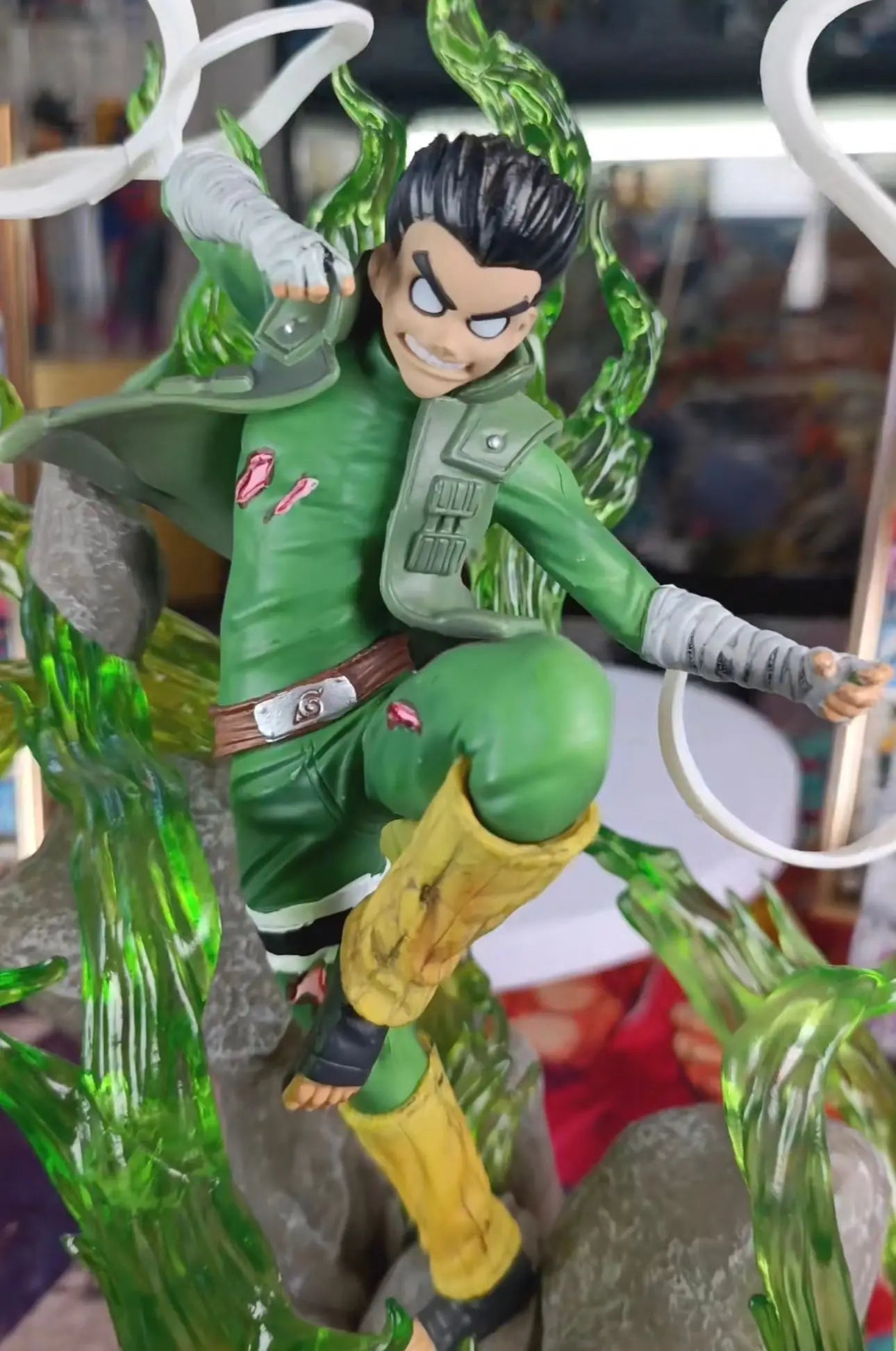 32cm New NARUTO Anime Figure Rock Lee Perimeter PVC Model Scene Statue Desktop Decoration Ornaments Kids Christmas Gifts Toys