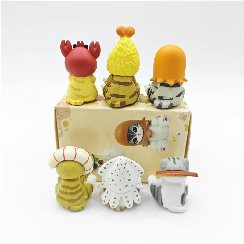 Mofusand Ocean Life Action Figure with Shrimp Cat, Q Cute Cartoon Toy, and Claw Machine Model Display