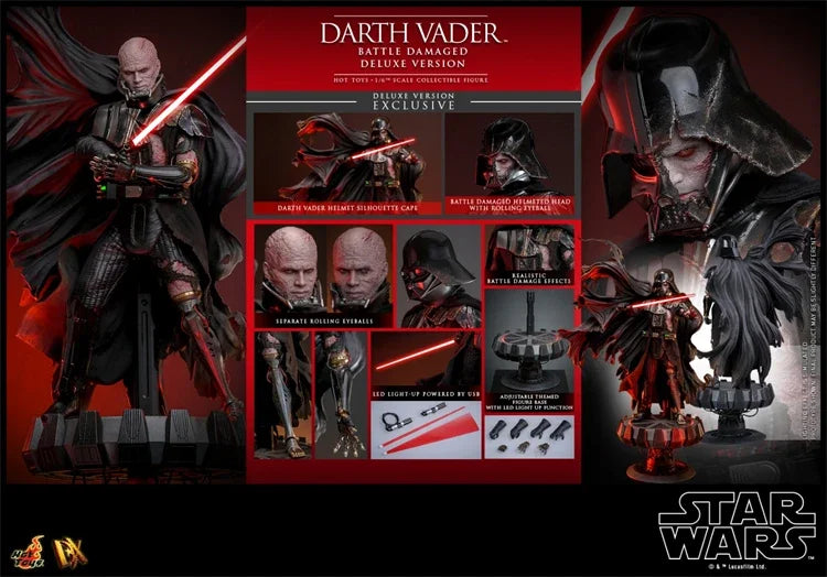 【 in Stock 】 HOTTOYS HT 1/6 DX45/DX44 Star Wars Darth Vader Black Knight Battle Damage Edition Mobile Soldier Set Handmade Model