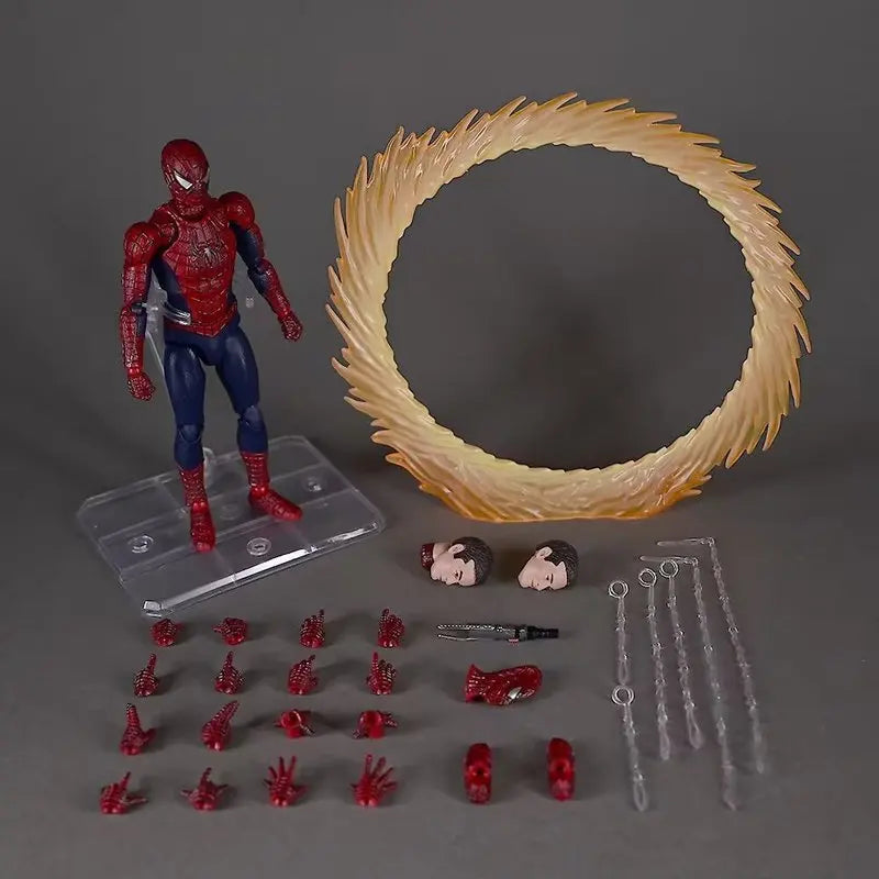 Mafex 241 Spider-Man No Way Home Bewegliche Actionfigur Sammlermodell mit austauschbaren Köpfen Händen 15,5 cm für Marvel-Fans