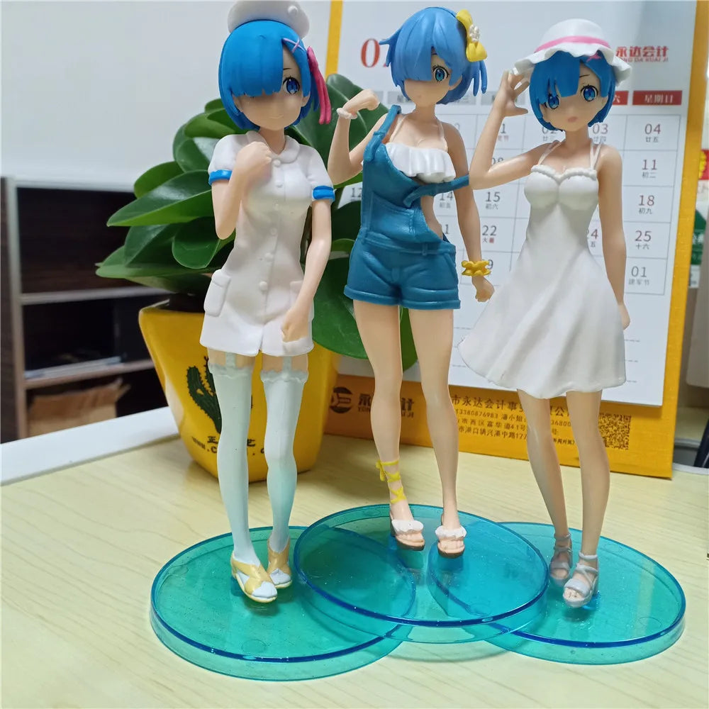 Anime Re:Life In A Different World From Zero kawaii Emilia Figure Rem PVC Collection Model Toys Hobbies for Birthday Gift