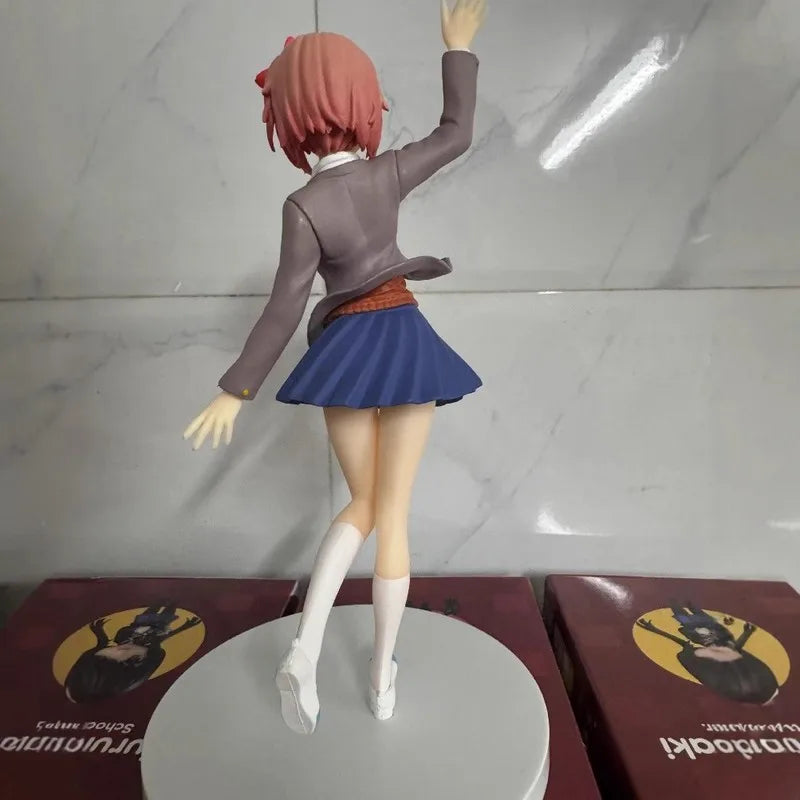 18cm Anime Merchandise Heartbeat Literature Club Sayori Figure Standing Beautiful Girl Birthday Gift Display Model
