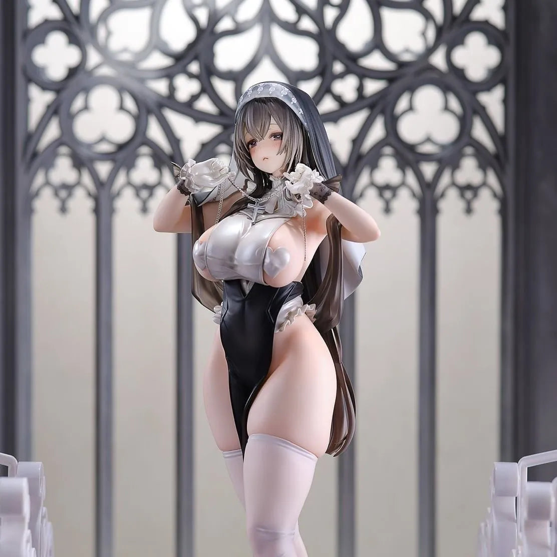 Sexy Anime Nun Figure Desktop Statue Collectible Model for Adults Kawaii