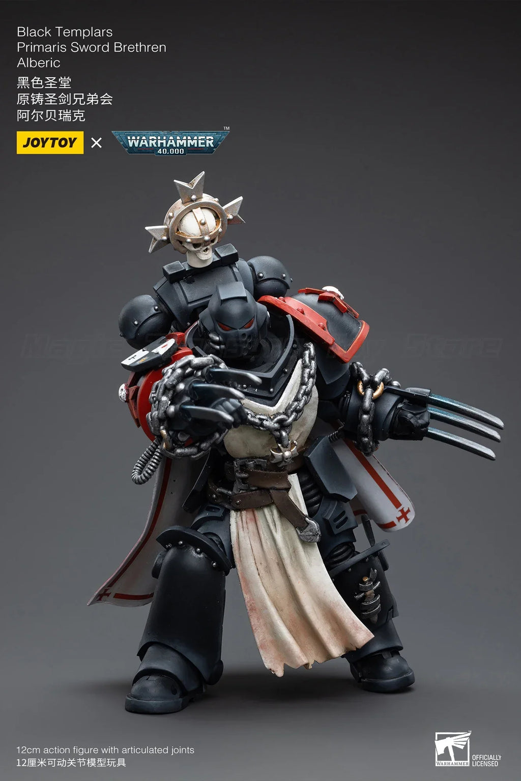 【In Stock】JOYTOY Warhammer 40K Black Templars Primaris Sword Brethren Alberic 1/18 Action Figure