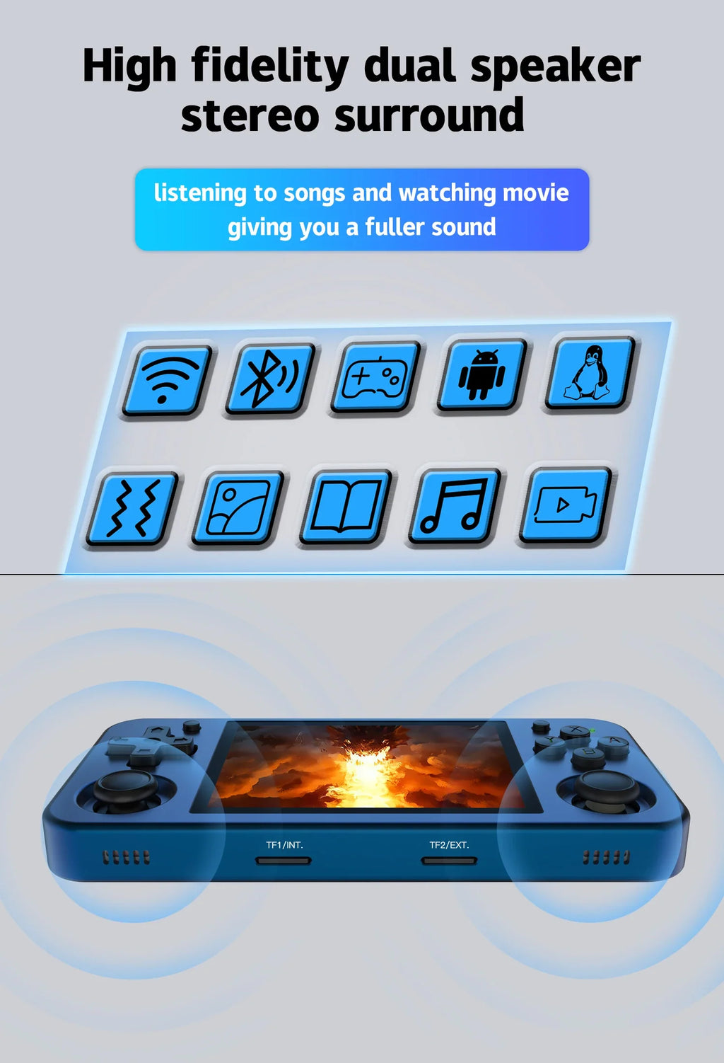 ANBERNIC RG353M Handheld Game Console Aluminium Alloy CNC Support Dual OS Android 11+Linux, 5G WiFi 4.2 Bluetooth 3.5 Inch IPS