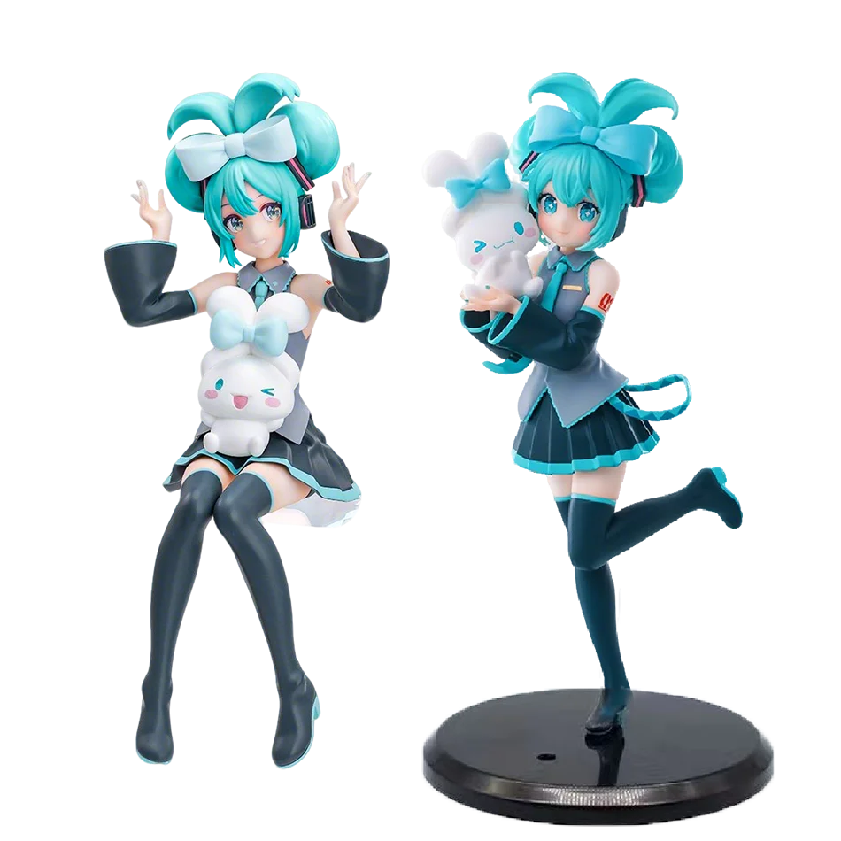 20CM Anime Hatsune Miku X Cinnamoroll Figure Anime Peripheral Collectible Models Decorative Decorations Children Kawaii Gift