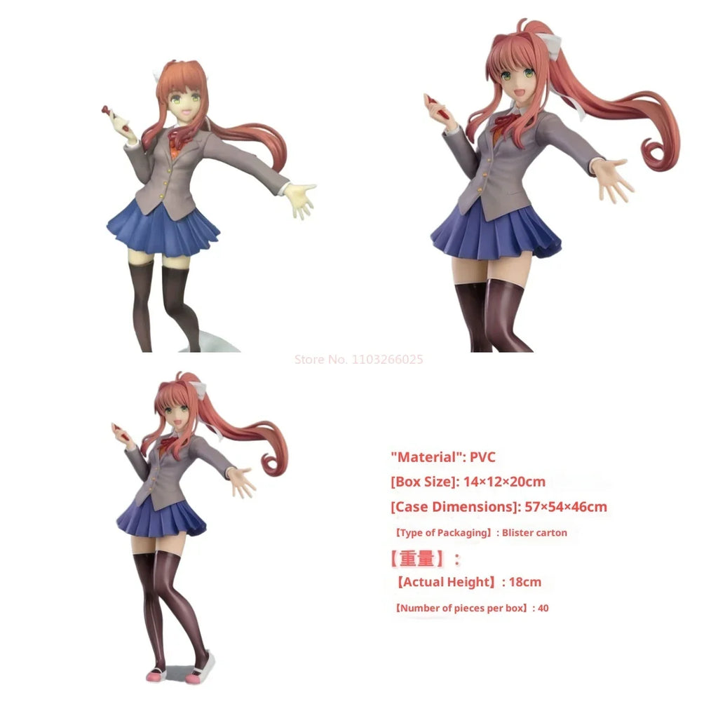 Beautiful Girl Doki Doki Literature Club Figurine Decoration Monica School Uniform Standing Pose Anime Model