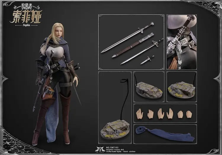 Höhe ca. 30CM 1/6 Scale Mittelalterlicher Cold Face Aloof Hunter Sophia Warrior 12-Zoll Full Set Action Figur Soldat YMTOYS YMT103