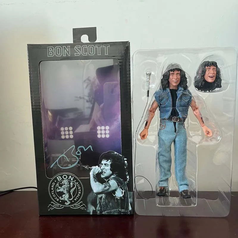 NECA Figure Highway To Hell Angus Young Bon Scott Real Clothes Action Figure Model Toys Collection Joint Movable Gift For Kids
