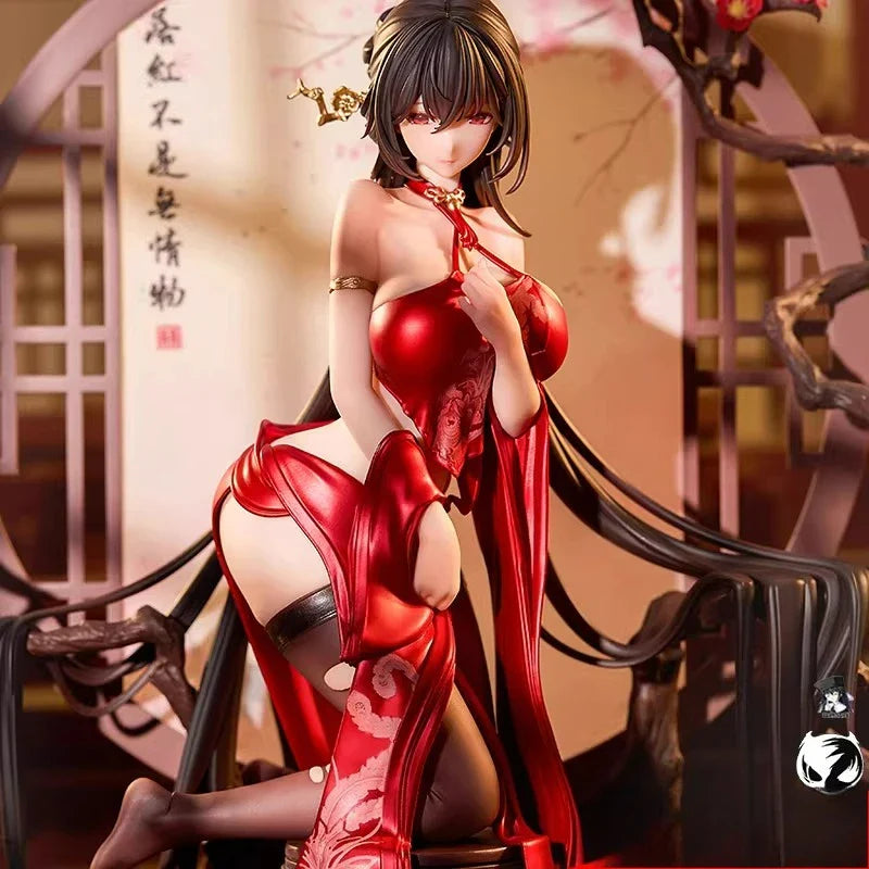 BearPanda Nationaler Stil Jubiläums-Edition Herabfallendes Rot 1/6 Niedliche Action-Anime-Figur Modell mit Hanfu Cheongsam und Paravent
