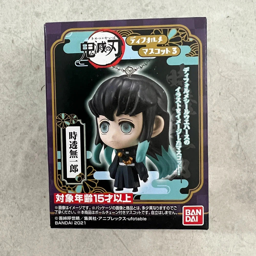 BANDAI Demon Slayer Action Figures Model 4CM Tanjirou Giyuu Obanai Sanemi Nezuko Kanae  Key Chain Pendant Series Original