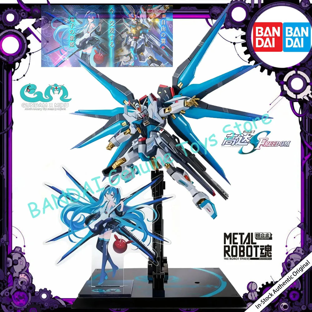 In Stock Original BANDAI METAL ROBOT Spirit Hatsune Miku Gundam Strike Freedom Type-2 Genuine Anime Figure Collectible Model Toy