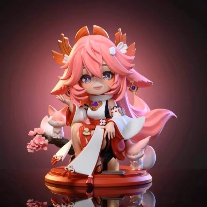 13-17CM Kamisato Ayaka Hu Tao Anime GACHA Q-version Action Figure  Ornament Holiday Gifts Ornament Action Figure Model Toys