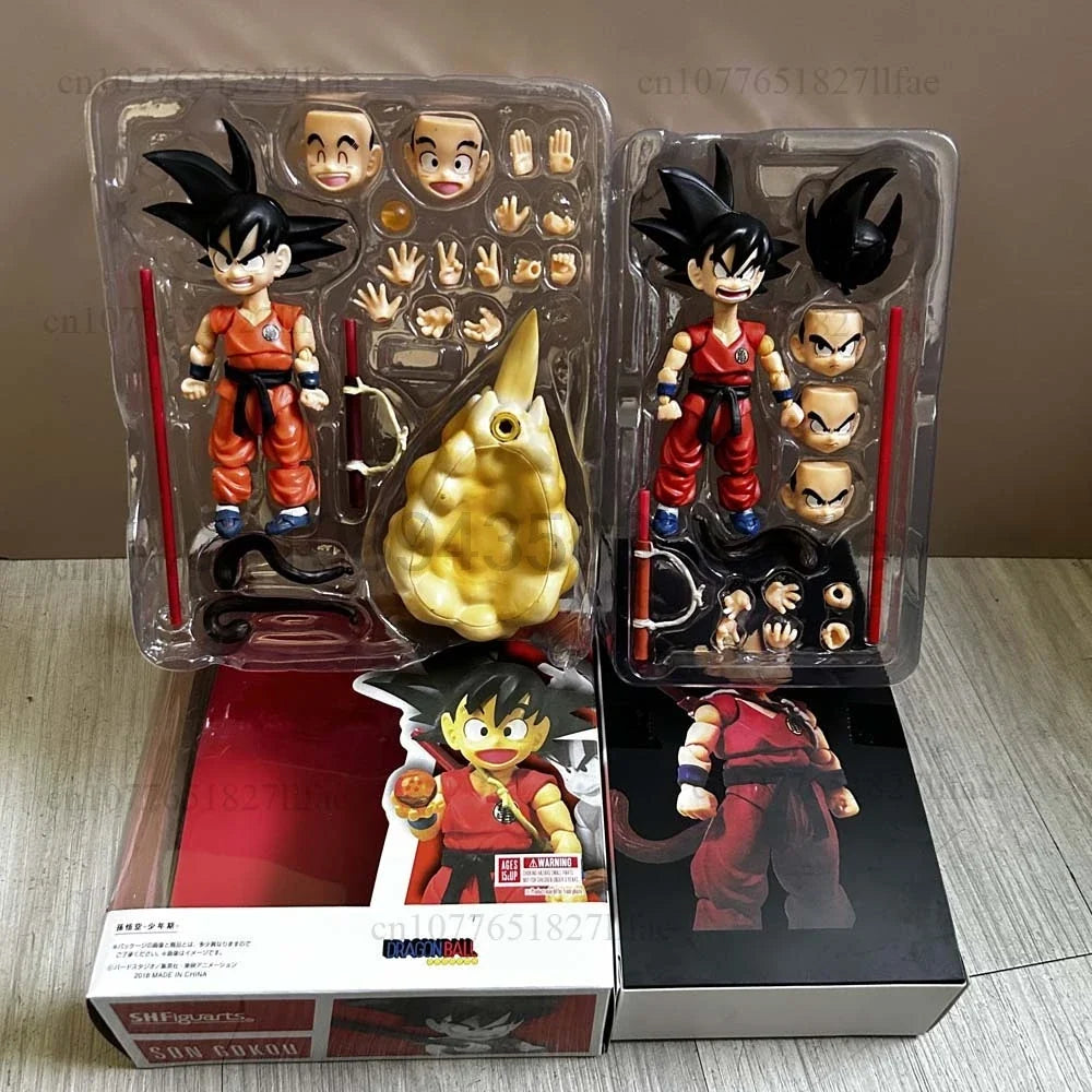 SHF Dragon Ball Z Son Goku Gk Somersault Cloud Son Goku Innocent Challenger Childhood Action Figure Model Toy Bookshelf Ornament