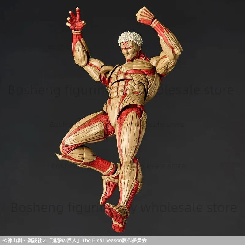 Original Kaiyodo Attack on Titan Amazing Yamaguchi Revoltech NR069 The Armored Titan Reiner Braun Anime Action Figure Model